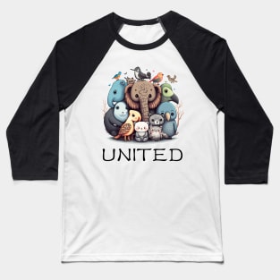 Group of stylized animals "United in Diversity" Baseball T-Shirt